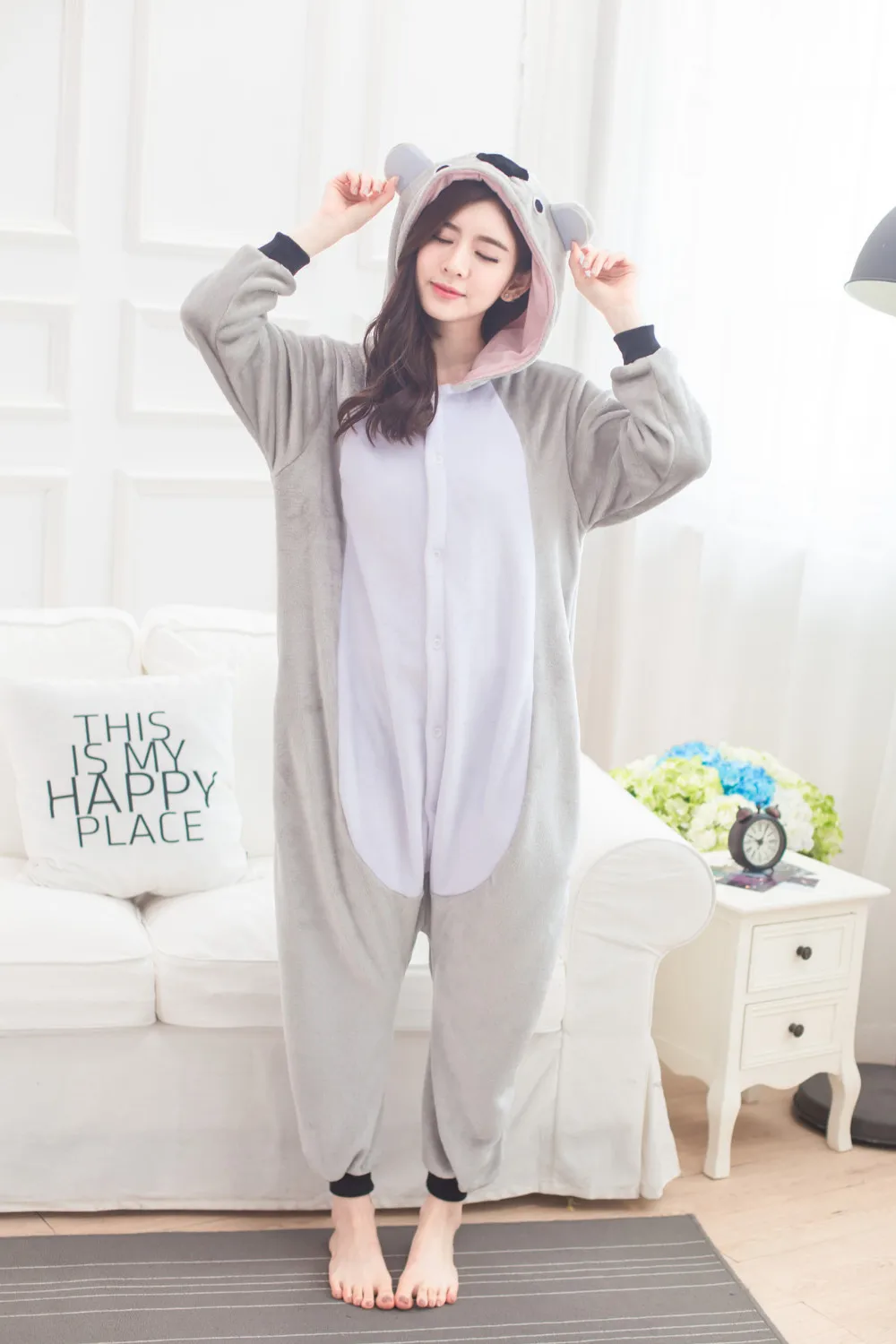 Кигуруми комбинезоны для косплея на Хэллоуин Рождество пижамы взрослых Серый