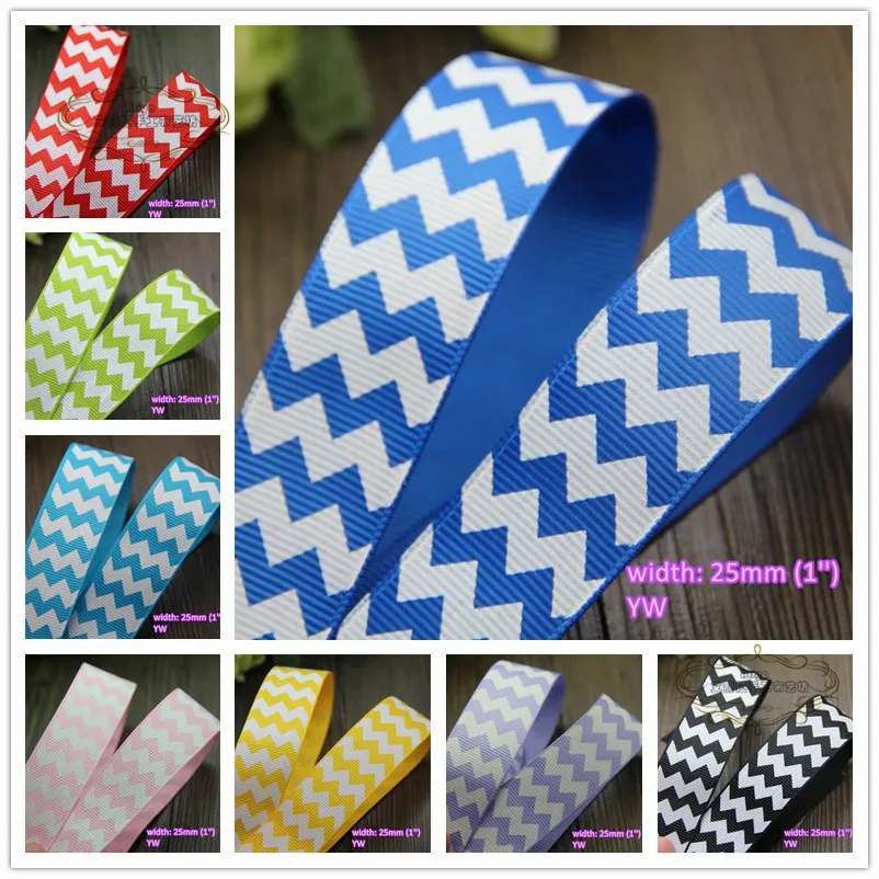 

13 colors to select 10 yards Popular Chevrons printed Grosgrain Ribbons Quality Tapes for hairbow gift pack clothing Bowknot diy