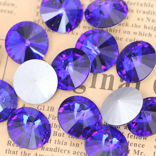 sapphire Лидер продаж! Круглый со стразами "риволи" AB Стекло Стразы заостренные сзади со стразами красный изысканный камень круглый Jet требуется склеить на свадебное платье B0969 - Цвет: sapphire