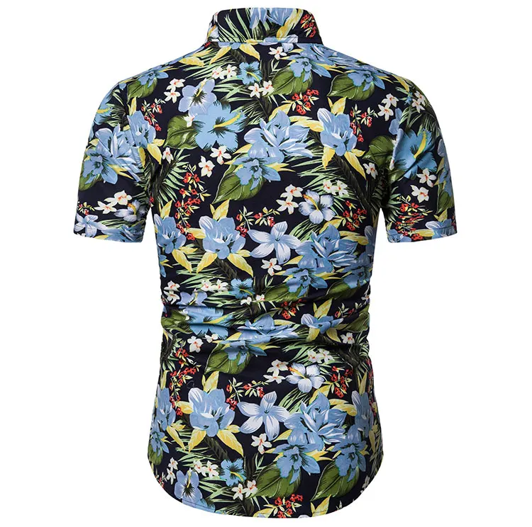 Мужская модель 2019 модная рубашка с коротким рукавом и цветочным принтом мужская