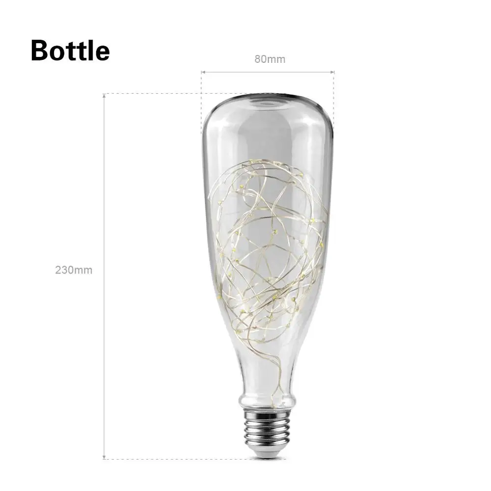 Bottle E27 110V 220V Ретро лампа Эдисона 3D светодиодный светильник фейерверк медная проволочная струна винтажный светодиодный светильник ST64 G125 Светодиодный светильник накаливания Декор - Цвет: Bottle