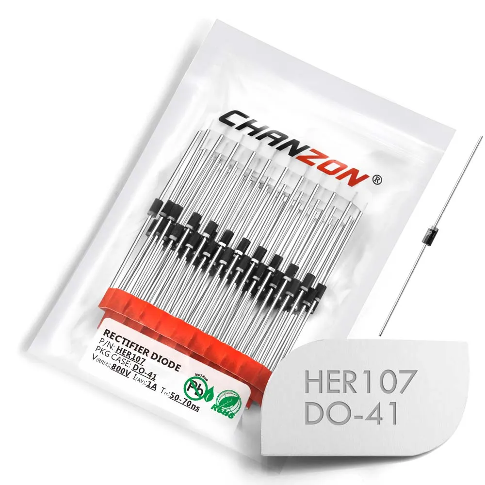 (100 шт.) высокоэффективный выпрямительный диод HER107 1A 800 V 50 70ns DO 41 (DO 204AL) осевой 1