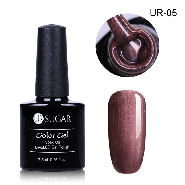 UR 05 Ur Sugar 1 бутылка 7,5 мл УФ-Гель-лак серая бронза серия перламутровый мерцающий шоколадный карамель впитывающий Гель-лак для нейл-арта - Цвет: UR 05