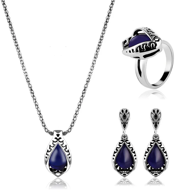 Антикварный серебряный/Золотой ювелирный набор винтажный женский из смолы и