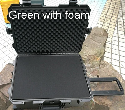 Dark green with foam Большой защитный чехол с колесами, коробка для фотографического оборудования, защитная коробка для инструментов, чехол для костюма, защитная коробка для оборудования, коробка для инструментов - Цвет: Dark green with foam