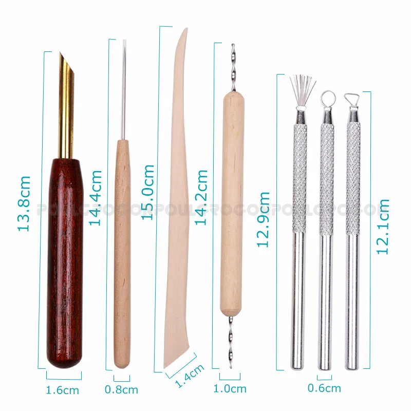 7 шт./компл. инструмент для работы с глиной резьбы по глине деревянная ручка
