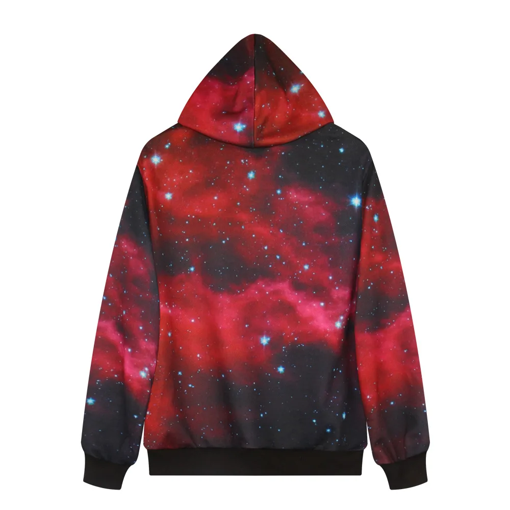 Женские толстовки с капюшоном 3D принтом Red Galaxy Stars мягкая толстовка и длинными