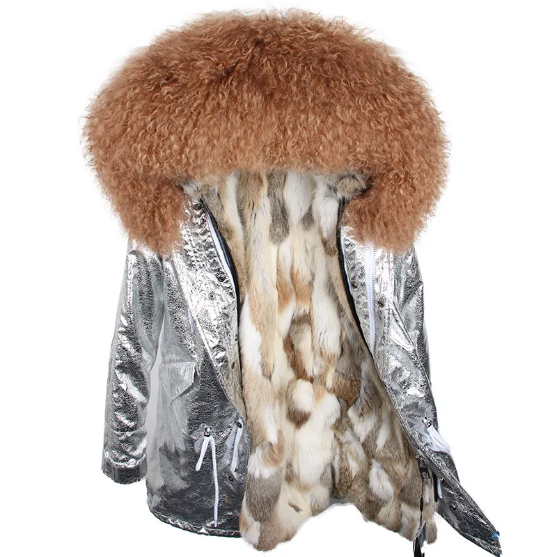 OFTBUY пальто с натуральным мехом, зимняя куртка, Женская длинная парка, воротник из натурального меха монгольской овцы, капюшон, подкладка из натурального кроличьего меха, уличная одежда