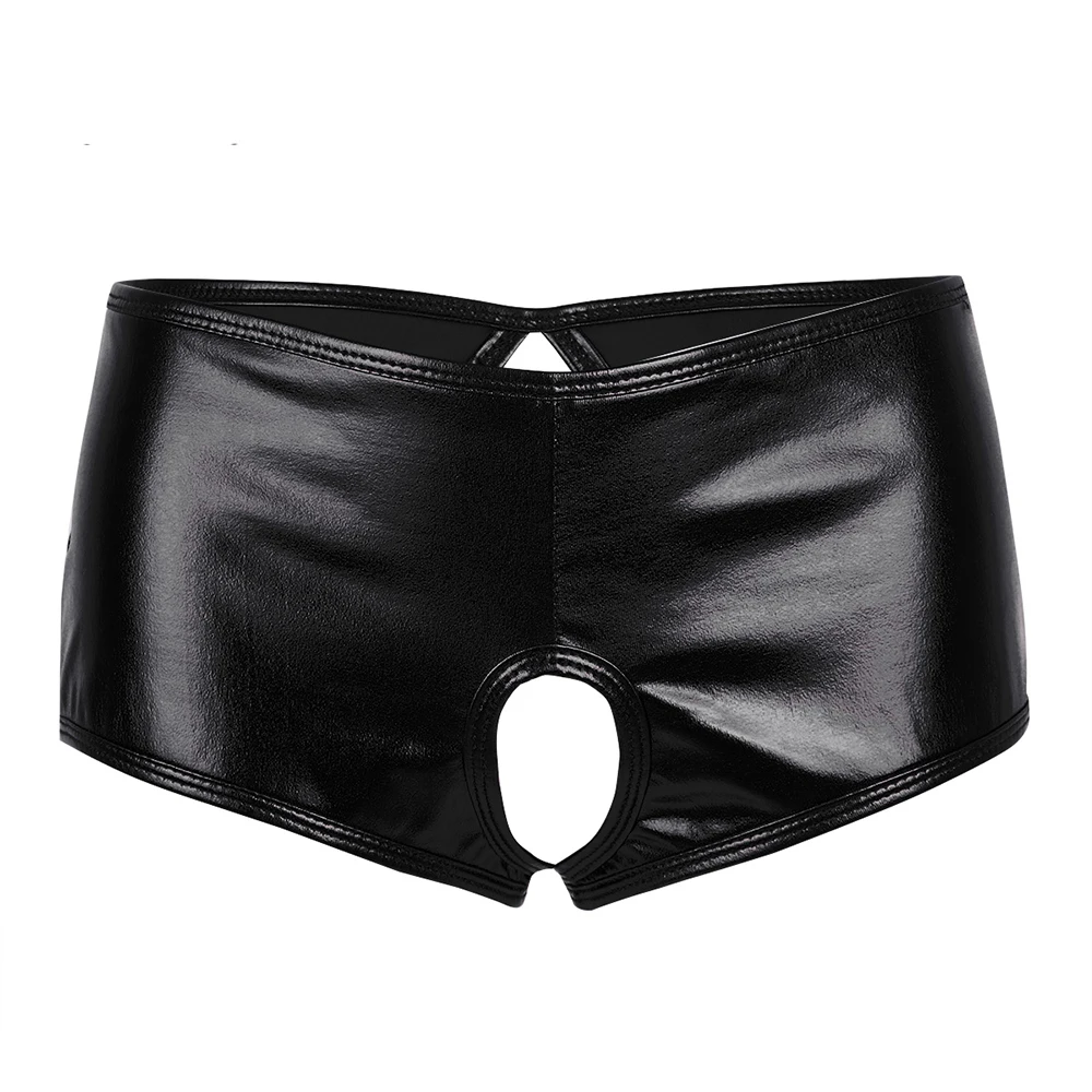 Iiniim, Горячая Клубная одежда, женское нижнее белье, Wetlook, искусственная кожа, с вырезами, открытая попа, сексуальные трусики, бикини, короткое нижнее белье, трусы