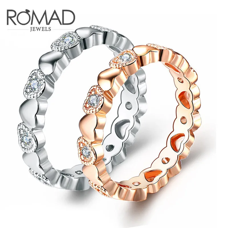 ROXI бренд romad белые/розовые кольца золотистого цвета для женщин AAA Циркон Кристалл