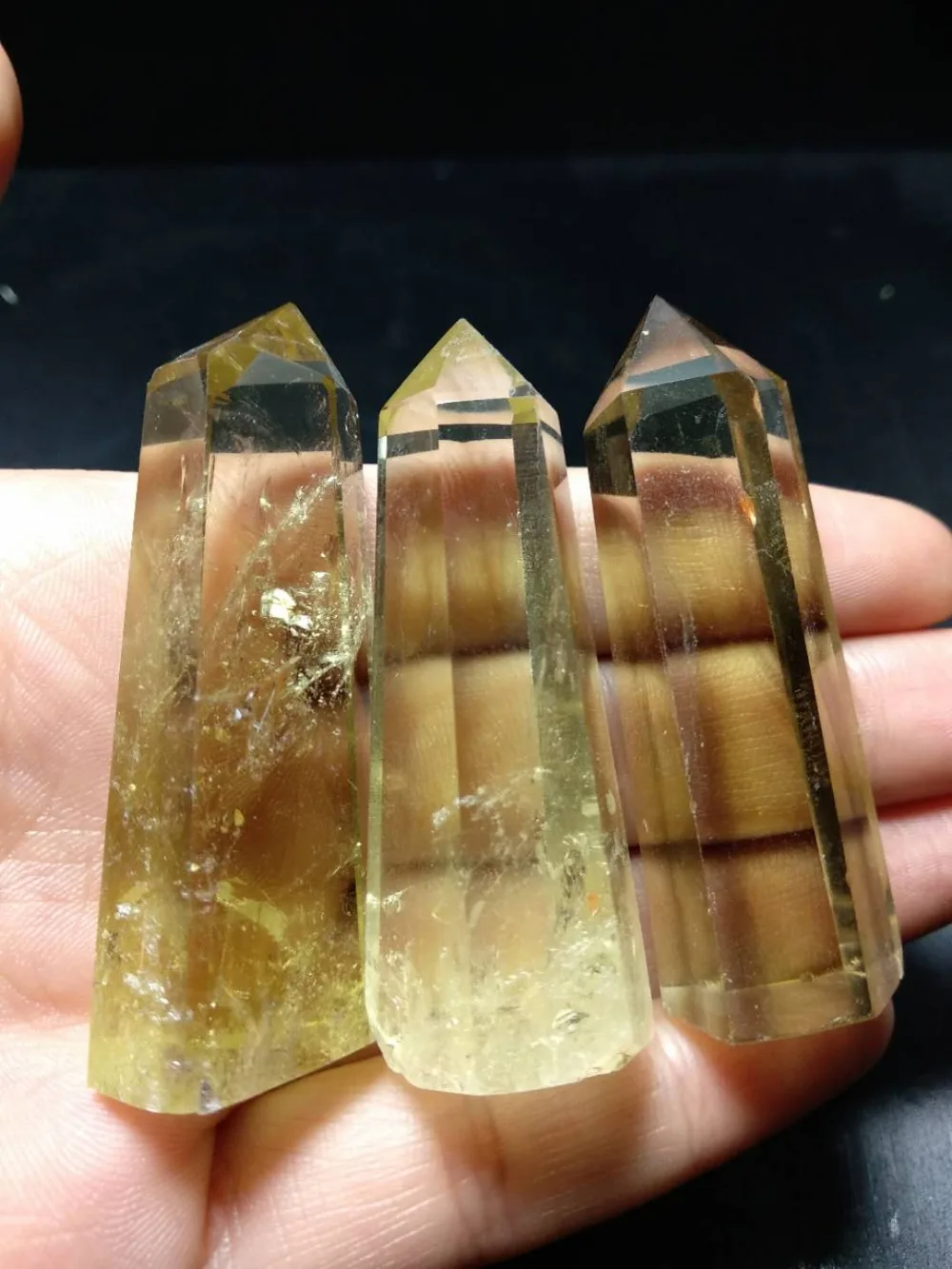 

3pcs Natural Citrine Quartz Crystal Wand Point Healing natural stones and minerals