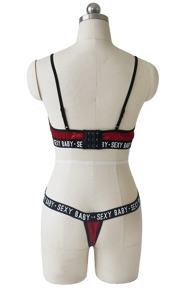 Сексуальная атласная Женская пижама с кружевом Bralette& Brief наборы женское нижнее белье сексуальное детское нижнее белье с буквенным принтом нижнее белье бюстгальтер трусики набор плюс размер бюстгальтер