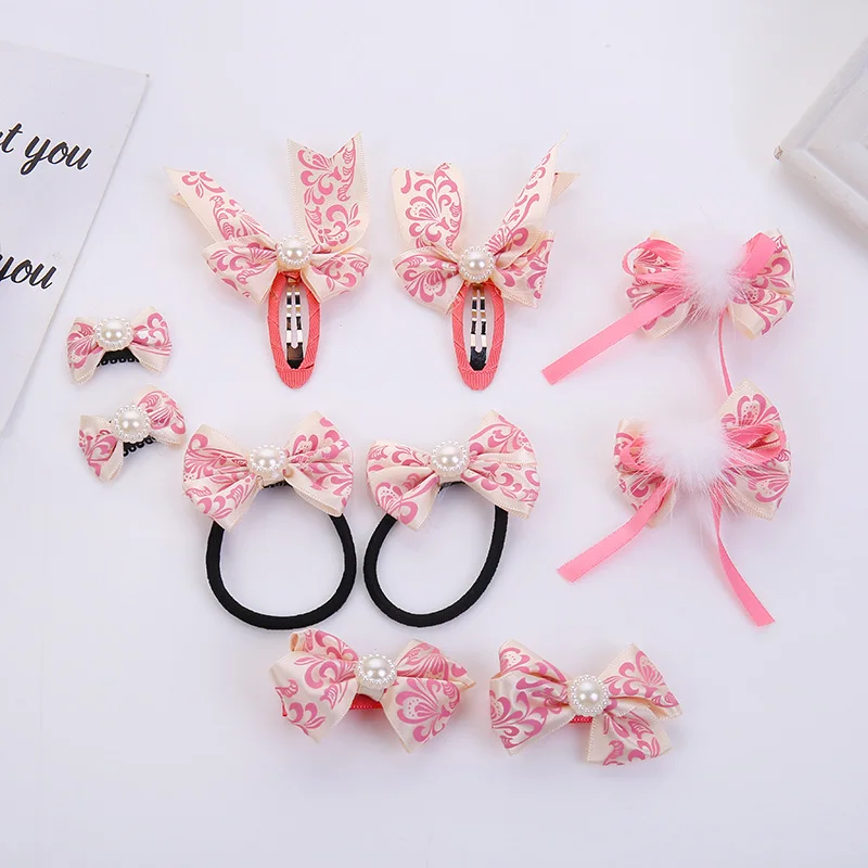 1set=10pcs Children's hair accessories girls' simple headband bow hairpin | Красота и здоровье