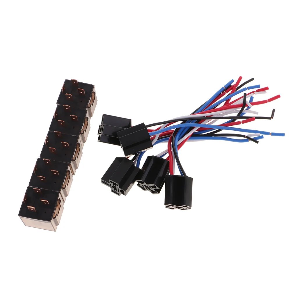 5 шт. DC12V 80Amp автомобильный SPST автомобильное реле 4 Pin провода жгут разъем|Реле| |