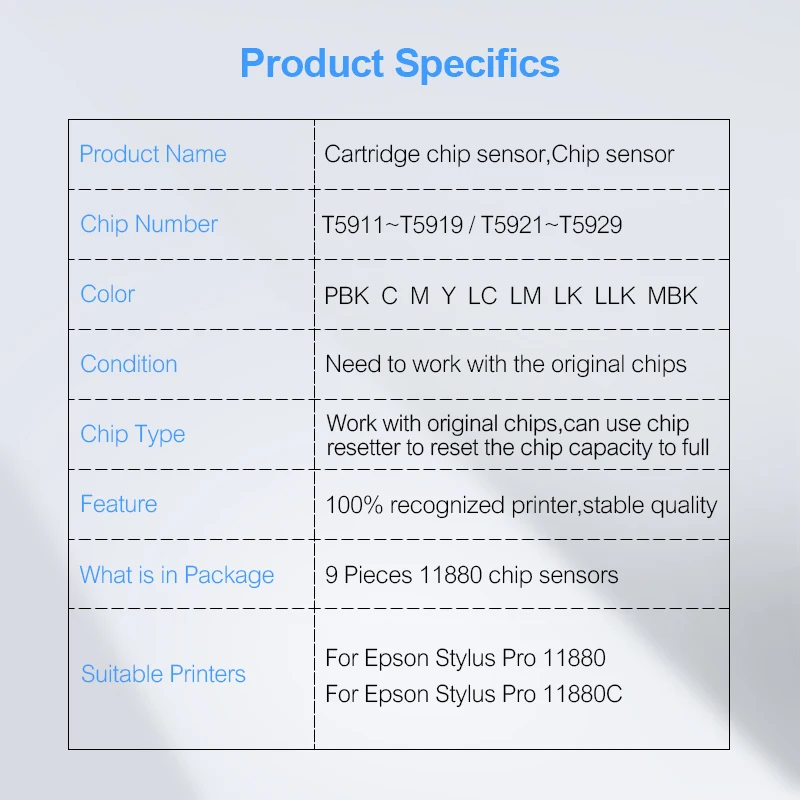 T5911 T5919 T5921 чип датчик картриджа для Epson Stylus Pro 11880 11880C чернильный картридж принтера
