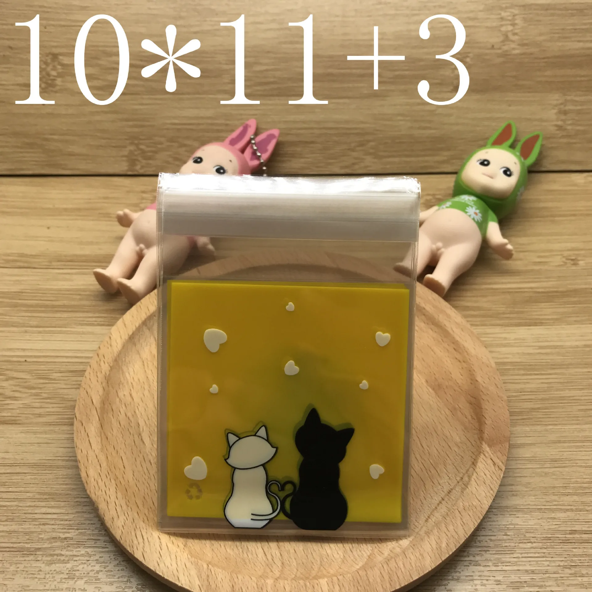 200 шт. черно-белые пакеты для печенья и конфет в виде кошек самоклеящиеся