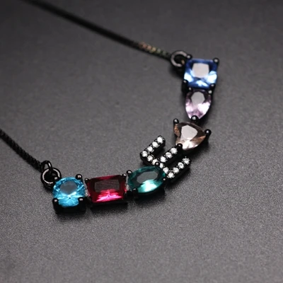 necklaces black Многоцветные Прозрачные Серьги с буквой золотистого цвета ожерелья Ювелирные наборы для женщин cz ушные манжеты Свадебный комплект для невесты - Окраска металла: necklaces black