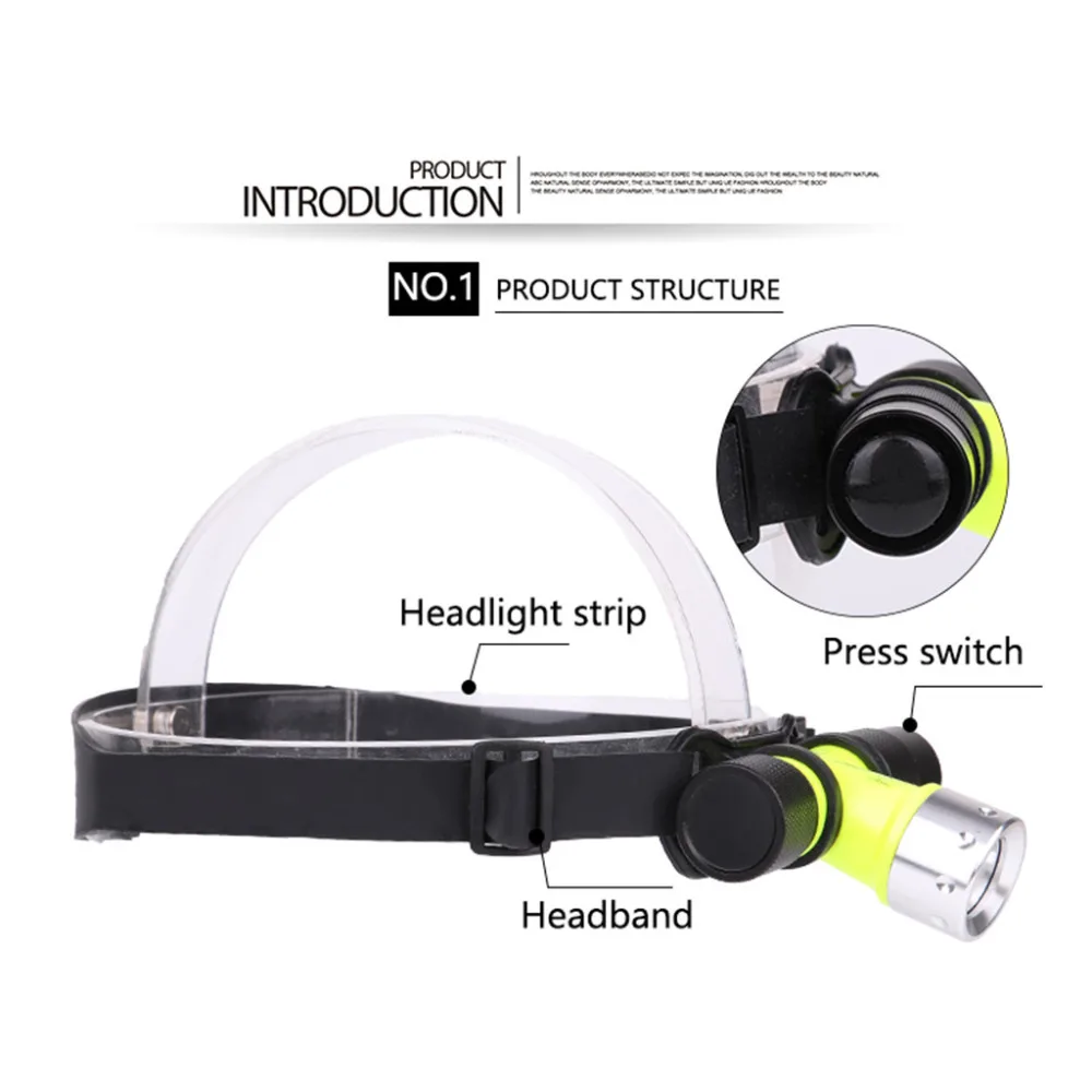 Водонепроницаемый XML T6 3 режима налобный светильник для дайвинга фонарь