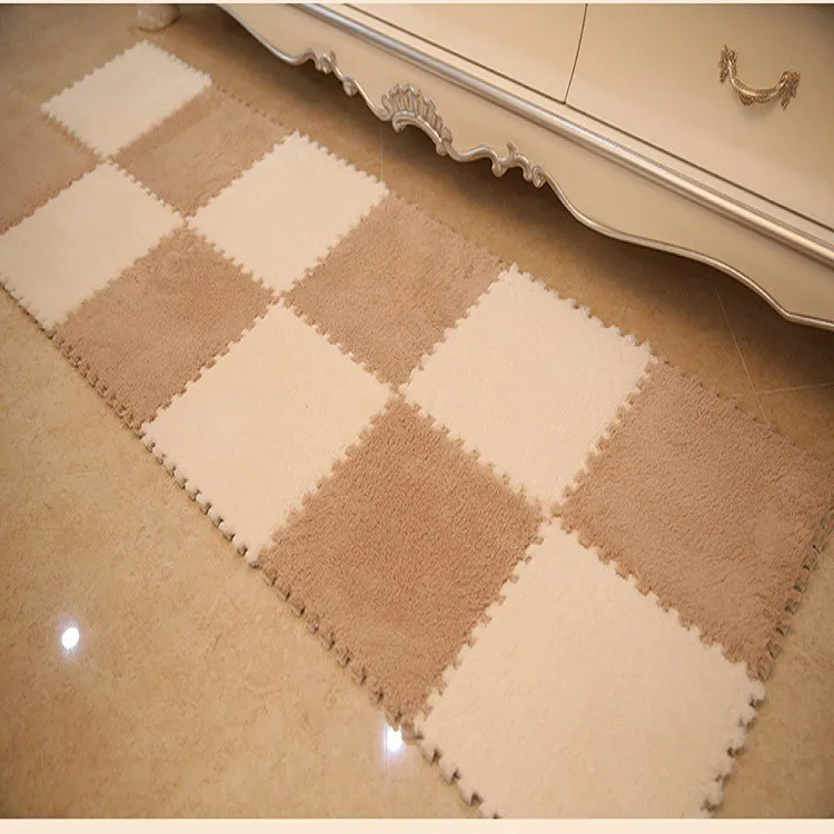 6 шт. 30x30 см EVA пена DIY коврик-пазл ворсинки длинные ворсистый ковер плюшевый теплый