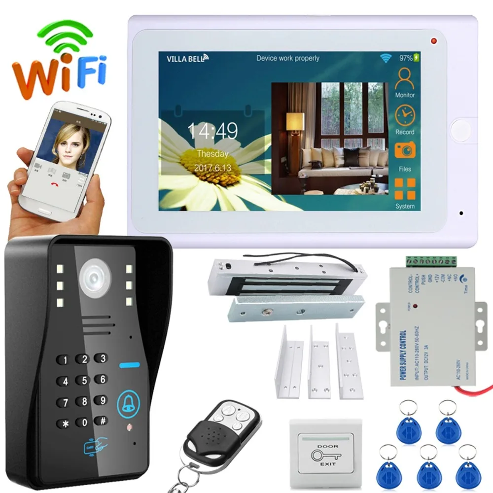Домашний набор 7 &quotTFT проводной/беспроводной Wifi RFID пароль видео дверной звонок