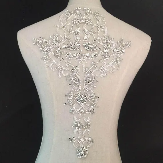 rose gold Rhinestone bodice applique crystal for bridal deluxe rhinestone haute couture | Дом и сад