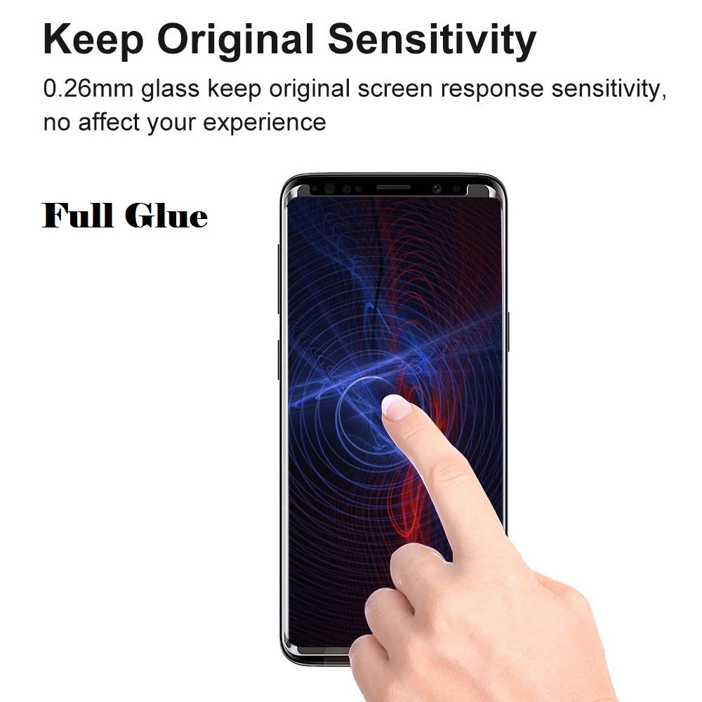 Полностью клеящаяся защитная пленка на экран для Galaxy S9 Plus закаленное стекло Samsung