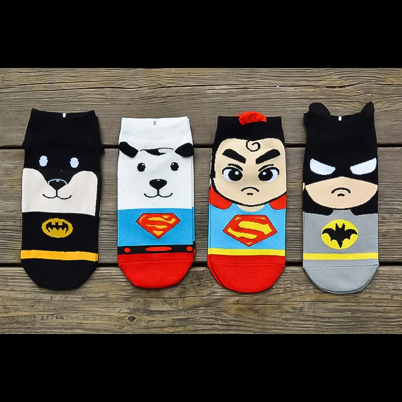 DC мужские носки, хлопковые носки до середины икры, короткие носки, серия Marvel Hero, человек-паук, джокер, супермен, бэтмен, чудо-женщина, вспышка, подарки