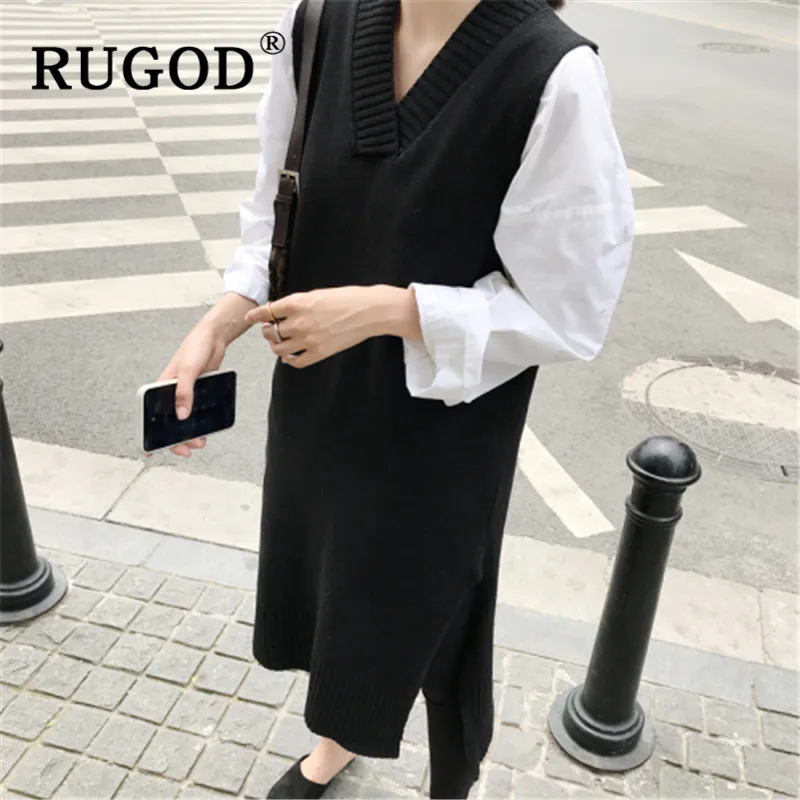 Женское платье-свитер RUGOD повседневное прямое платье миди без рукавов с