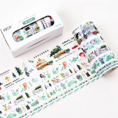 style 5 6 шт./кор. небольшие, свежие, Мультяшные Васи клейкие ленты Papeterie Декоративные DIY Скрапбукинг этикетка Kawaii Маскировочные наклейки Клейкие ленты Канцелярские - Цвет: style 5