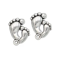 antique silver plated double foot charms feet pendants for jewelry making bracelet diy craft 20pcs 20x15mm