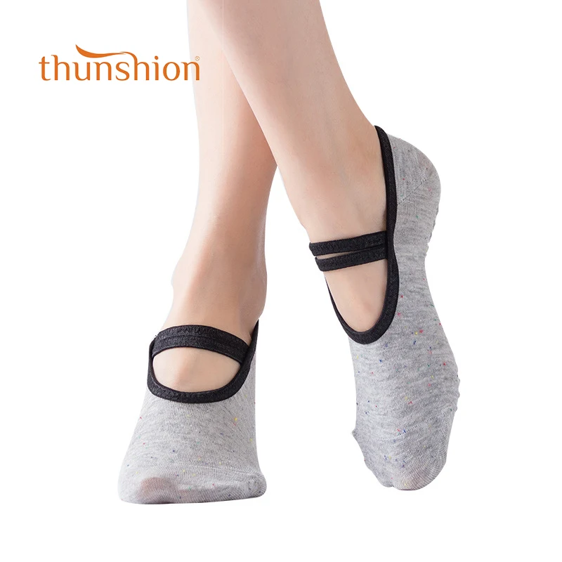 Thunshion 3 пары женские эластичные носки для йоги Нескользящие массажные модные с