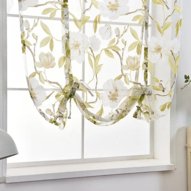 Шторы с цветочным принтом и карманом для кухни|Жалюзи шторы ставни| |