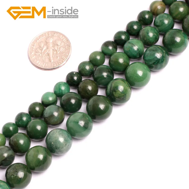 

6-10mm Round Natural Green Africa Jades Jadesite Gem stone Beads For Jewelry Making Beads Strand 15" DIY Wholesale Gem-inside