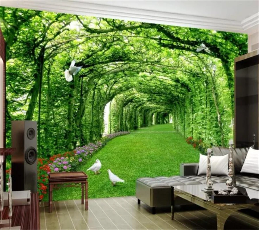 wellyu papel de parede Custom wallpaper 3d photo murals park woods lawn living room landscape background wall paper | Обустройство