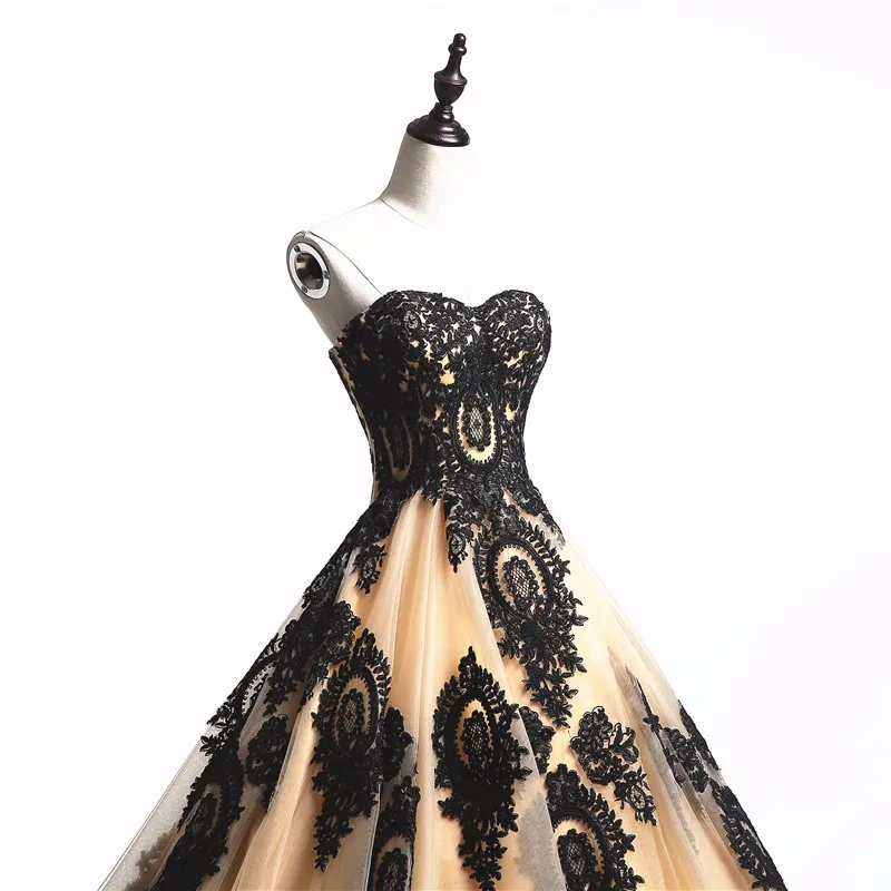 Винтажные Готические свадебные платья 2019 черное цвета шампанского милое
