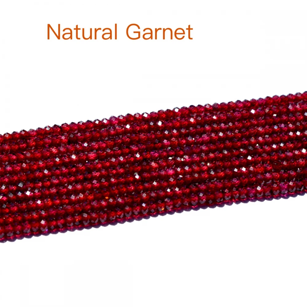 

Natural stone rondelle faceted cut 3mm garnet beads