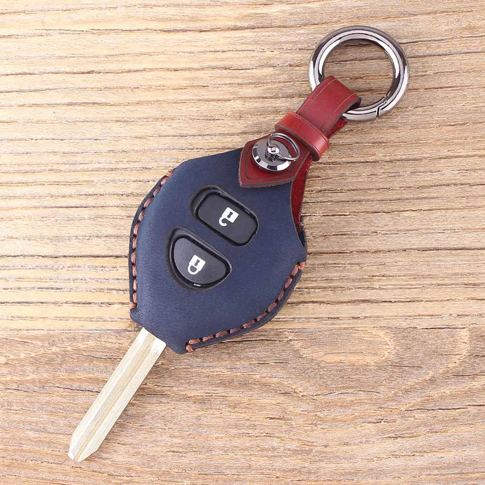 KEYYOU 2 кнопки дистанционного Fob кожаный чехол для автомобильных ключей TOYOTA Rav4 Corolla
