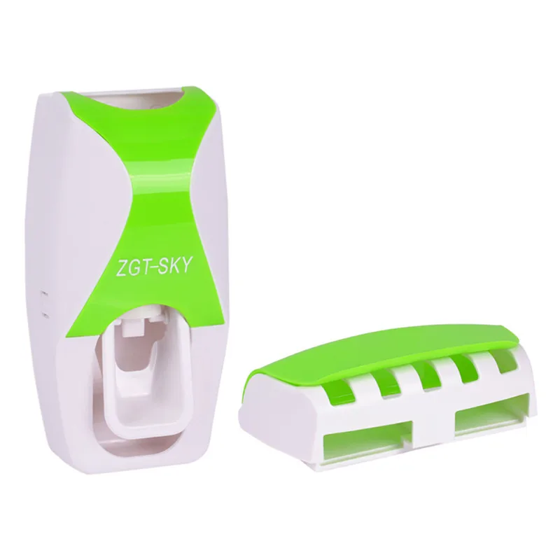 Green 2 шт./компл. пластиковый держатель для зубных щеток стеллаж для хранения ленивый автоматический диспенсер для зубной пасты для ванной аксессуары полки организатор - Цвет: Green
