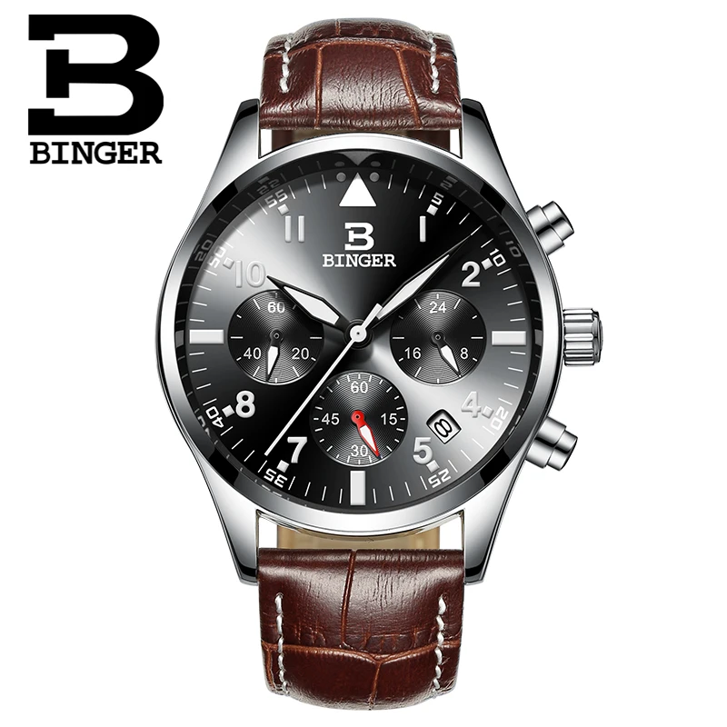Мужские часы Бингер 2017 люксовый бренд бизнес водонепроницаемый спортивный