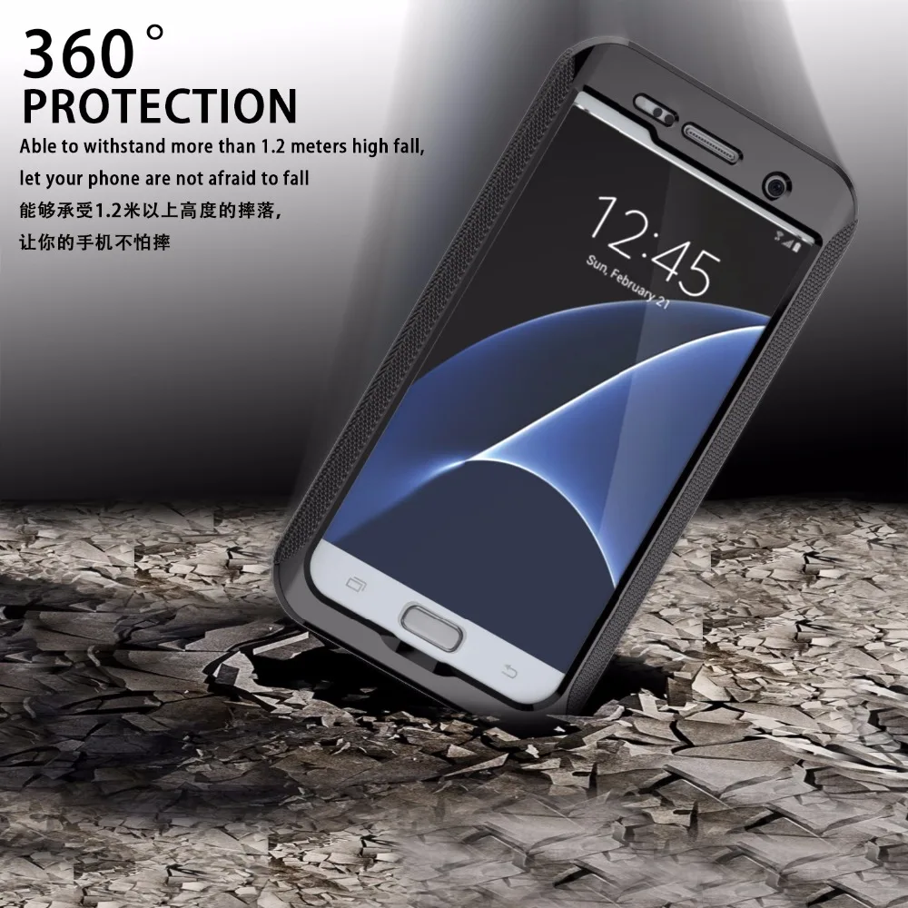 Водонепроницаемый ударопрочный чехол для Samsung Galaxy S6 S7 Edge Plus ТПУ + PC защитный