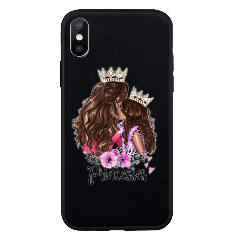 Phone Case For iPhone 7 8 6 6s Plus X Xs XR XS Max Baby Girl Hair Soft Black silicone Cases Back Cover Queen Z602 |