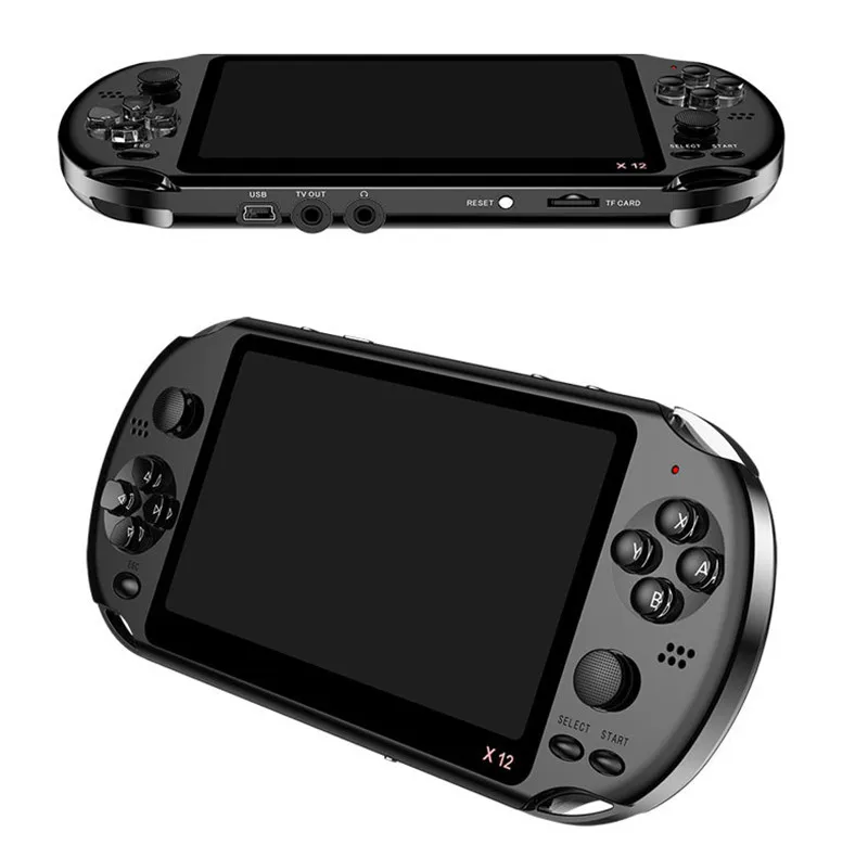 black 5,1 дюймов настоящий цвет большой экран портативная игровая консоль двойной рокер X12 видео игровая консоль - Цвет: black