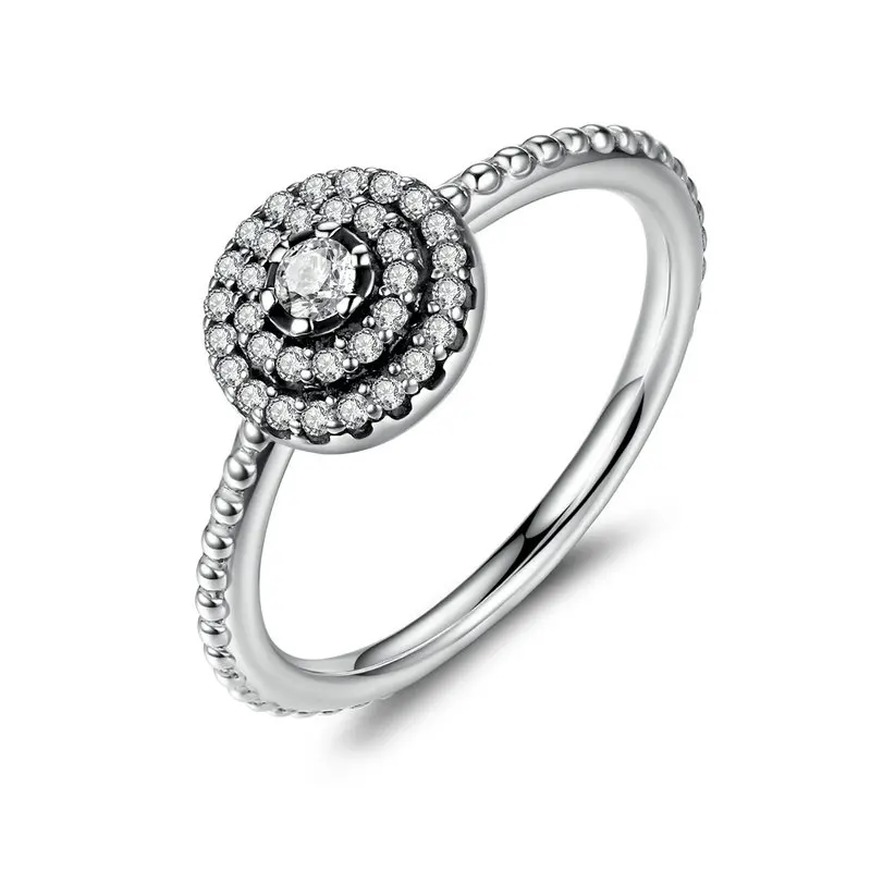 925 стерлингового серебра Круглый Форма Radiant элегантность ясно CZ цветок палец