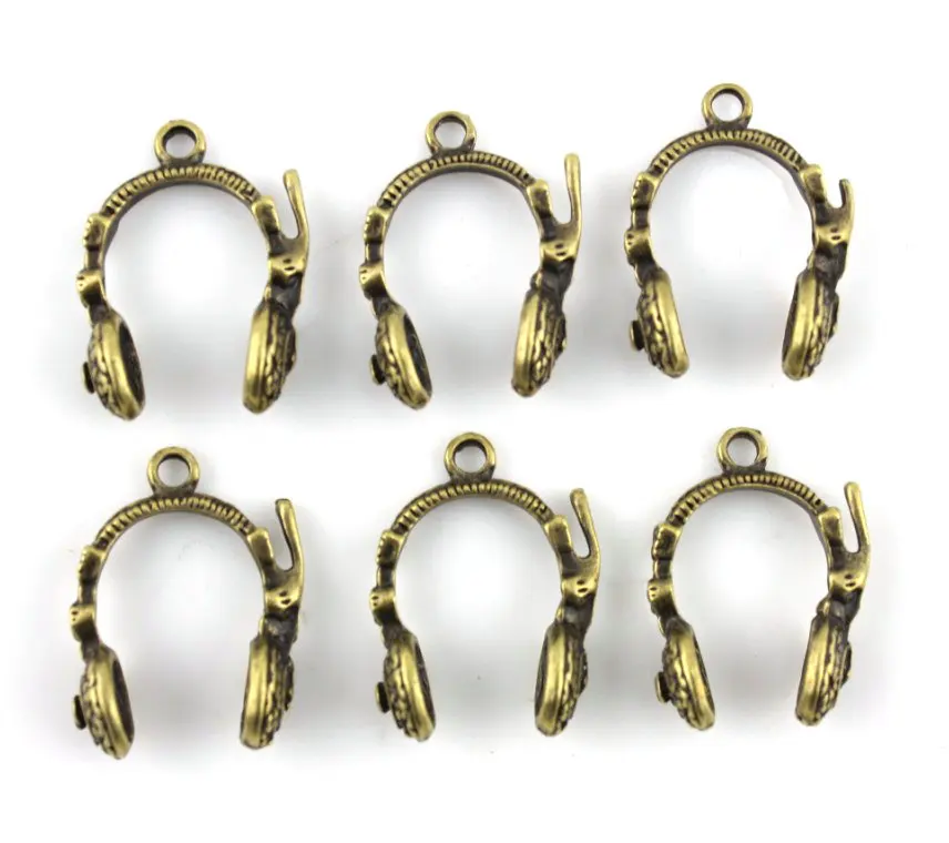 

80pcs big headset earphone antique bronze zinc alloy pendant, charm, drops for diy jewelry making 25X19mm 3d charms