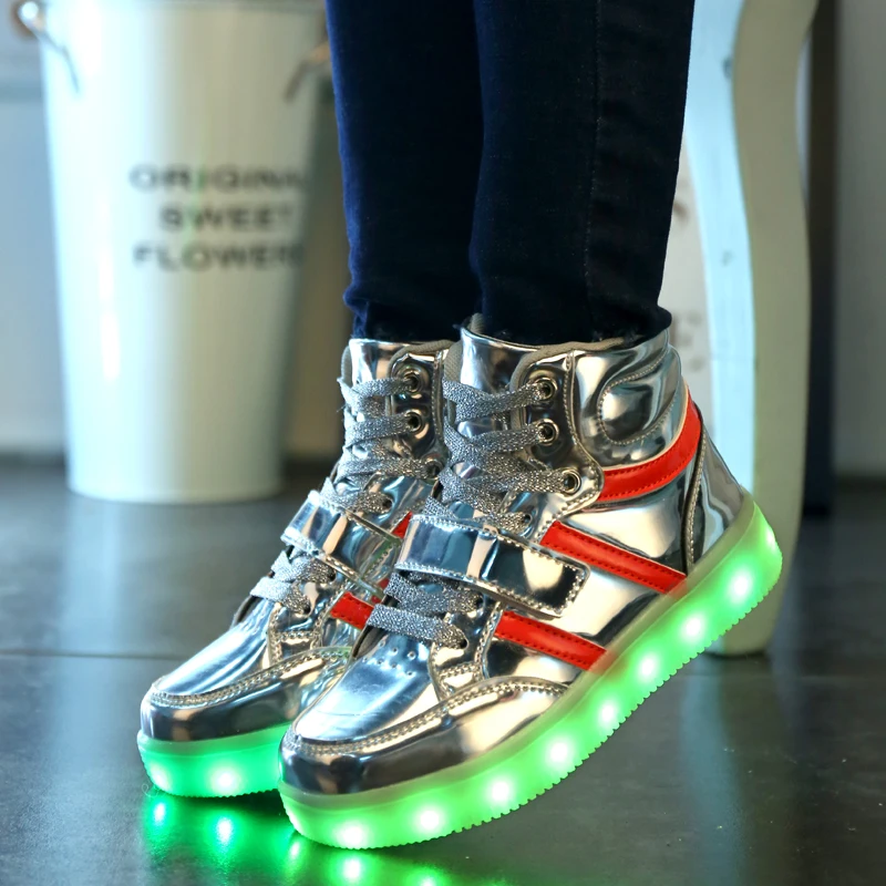 

Warm like home 2017 New 25-36 USB Charger Glowing Sneakers Led Children Lighting Shoes Boys Girls illuminated Luminous Sneaker
