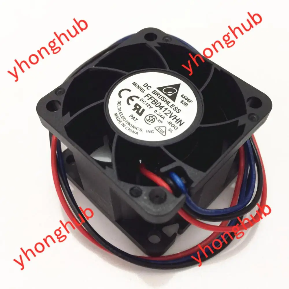 Delta Electronics FFB0412VHN R00 DC 12V 0.24A 40x40x28 мм 3 Провода Сервер вентилятор охлаждения|Кулеры и