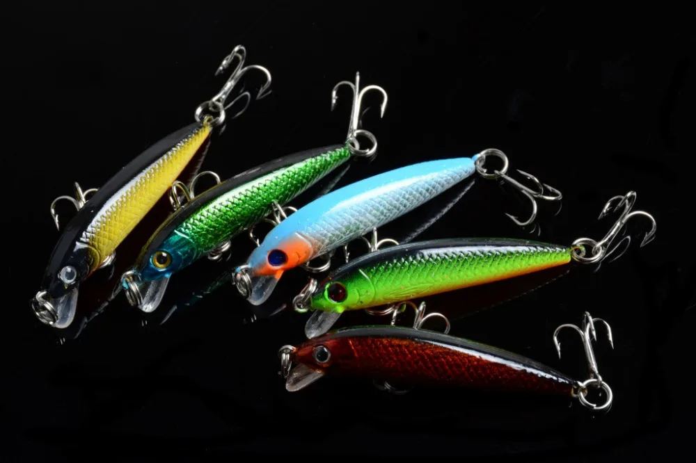 5PCS/lot Super Quality 5 Colors 5.5 cm 3.6g Hard Bait Fishing lures Bass Fresh Salt water 8#hook | Спорт и развлечения