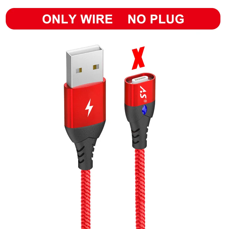 Red Cable No Plug Магнитный плетеный кабель A.S usb type C для Xiao mi 8 mi 8 SE mi 5 mi 6 3A type C кабель зарядного устройства для huawei samsung S8 S9 Кабо 1 м/2 м - Цвет: Red Cable No Plug