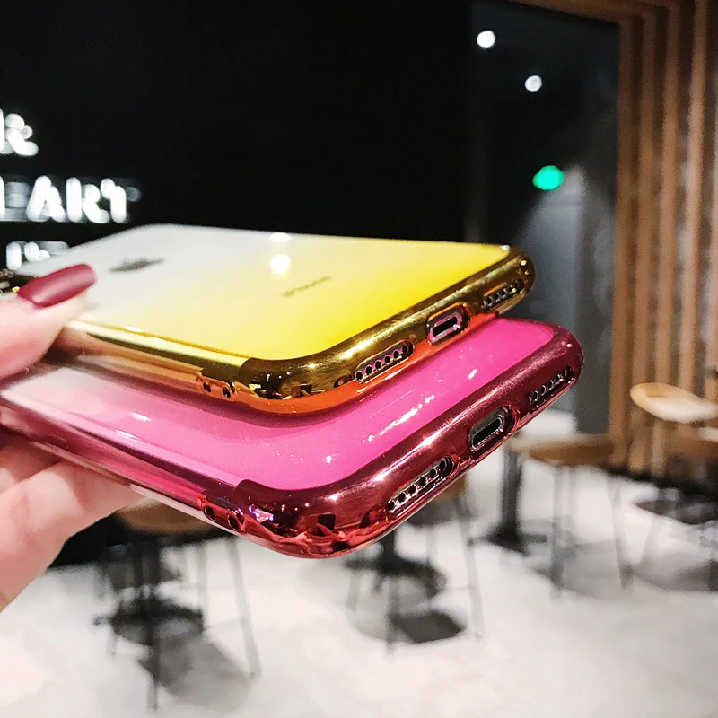 Ultra Thin Clear TPU Phone Cases for iPhone X XS Max XR Gradient TUP Soft For 6 6s 7 8 Plus Fundas |