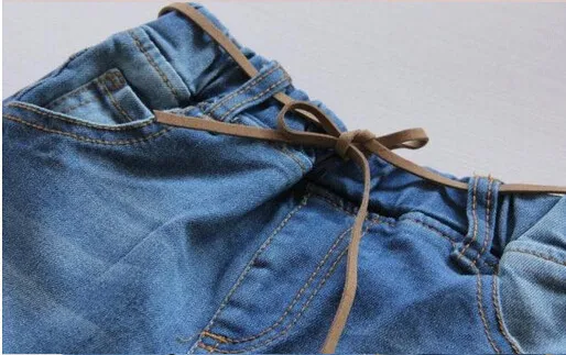 Осенние джинсы для девочек джинсовые штаны детские с вышивкой однотонная